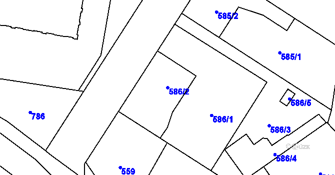 Parcela st. 586/2 v KÚ Josefov u Jaroměře, Katastrální mapa