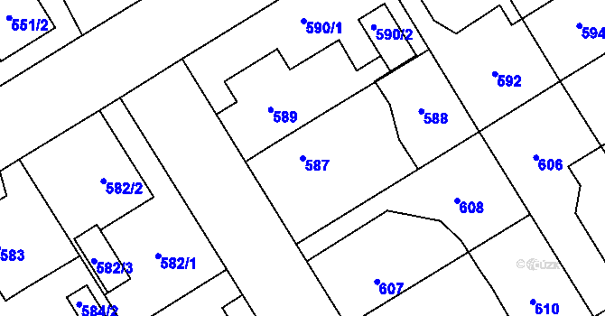 Parcela st. 587 v KÚ Josefov u Jaroměře, Katastrální mapa