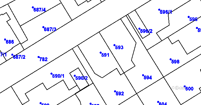 Parcela st. 591 v KÚ Josefov u Jaroměře, Katastrální mapa