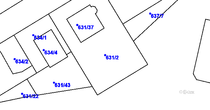 Parcela st. 631/2 v KÚ Josefov u Jaroměře, Katastrální mapa