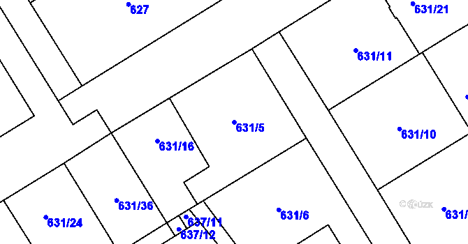 Parcela st. 631/5 v KÚ Josefov u Jaroměře, Katastrální mapa
