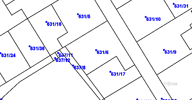Parcela st. 631/6 v KÚ Josefov u Jaroměře, Katastrální mapa