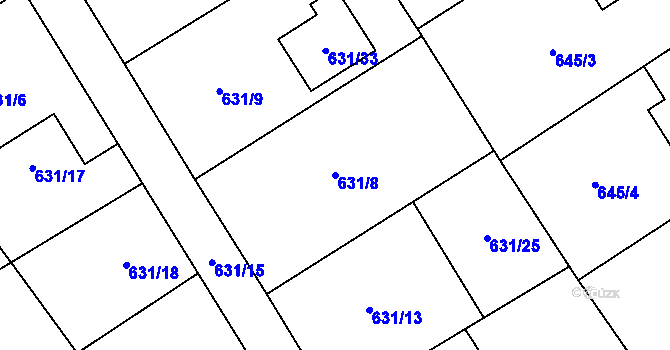 Parcela st. 631/8 v KÚ Josefov u Jaroměře, Katastrální mapa
