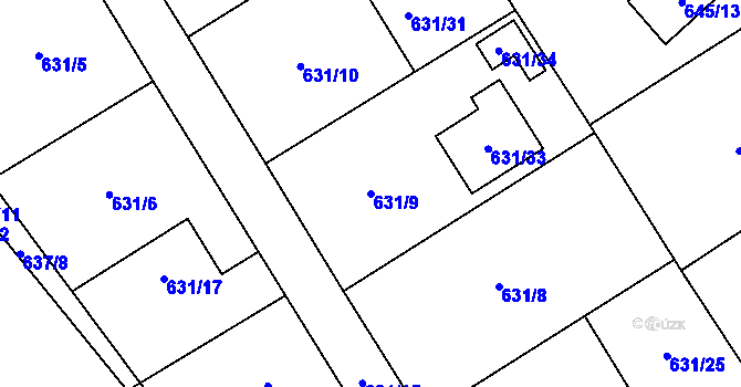 Parcela st. 631/9 v KÚ Josefov u Jaroměře, Katastrální mapa