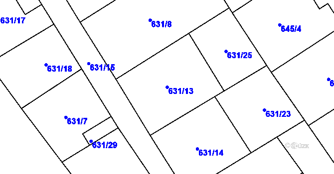 Parcela st. 631/13 v KÚ Josefov u Jaroměře, Katastrální mapa