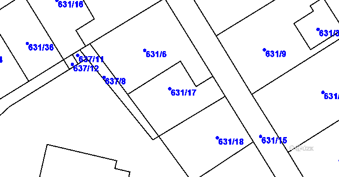 Parcela st. 631/17 v KÚ Josefov u Jaroměře, Katastrální mapa
