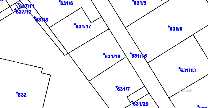 Parcela st. 631/18 v KÚ Josefov u Jaroměře, Katastrální mapa