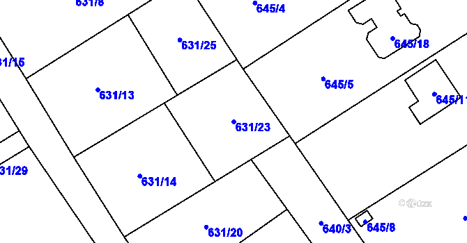 Parcela st. 631/23 v KÚ Josefov u Jaroměře, Katastrální mapa