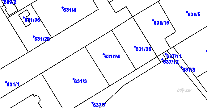 Parcela st. 631/24 v KÚ Josefov u Jaroměře, Katastrální mapa
