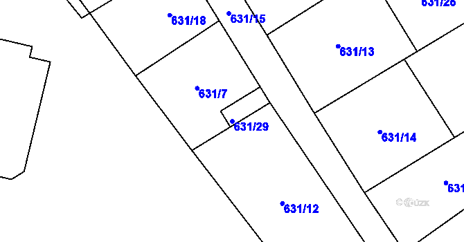 Parcela st. 631/29 v KÚ Josefov u Jaroměře, Katastrální mapa