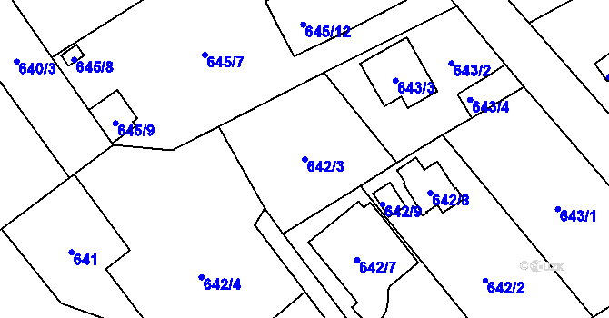 Parcela st. 642/3 v KÚ Josefov u Jaroměře, Katastrální mapa
