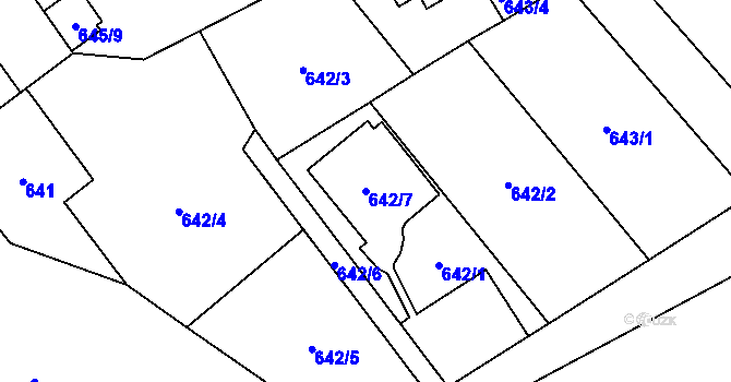 Parcela st. 642/7 v KÚ Josefov u Jaroměře, Katastrální mapa