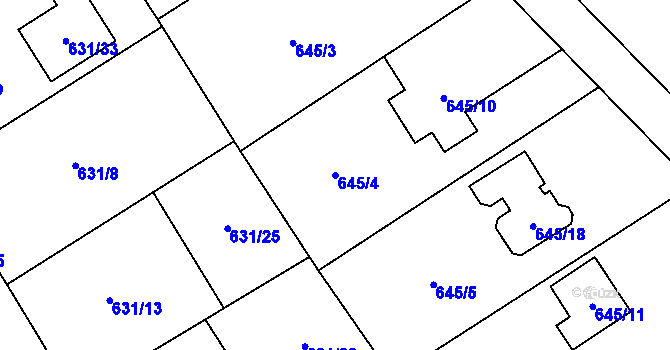 Parcela st. 645/4 v KÚ Josefov u Jaroměře, Katastrální mapa