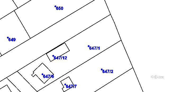 Parcela st. 647/1 v KÚ Josefov u Jaroměře, Katastrální mapa