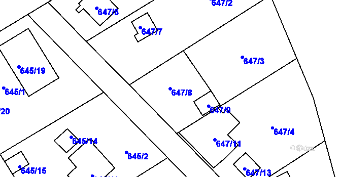 Parcela st. 647/8 v KÚ Josefov u Jaroměře, Katastrální mapa
