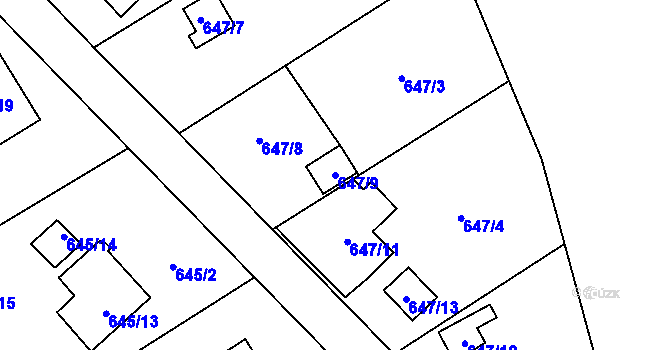 Parcela st. 647/9 v KÚ Josefov u Jaroměře, Katastrální mapa