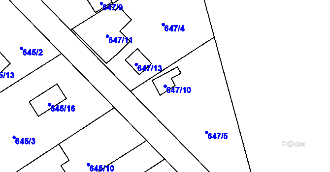 Parcela st. 647/10 v KÚ Josefov u Jaroměře, Katastrální mapa