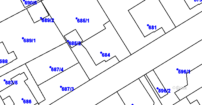 Parcela st. 684 v KÚ Josefov u Jaroměře, Katastrální mapa