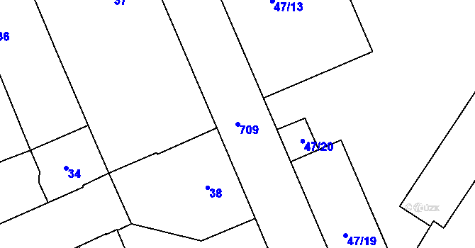 Parcela st. 709 v KÚ Josefov u Jaroměře, Katastrální mapa