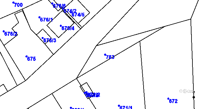 Parcela st. 783 v KÚ Josefov u Jaroměře, Katastrální mapa
