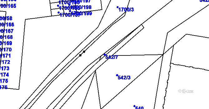 Parcela st. 542/7 v KÚ Josefov u Jaroměře, Katastrální mapa