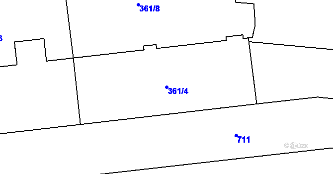 Parcela st. 361/4 v KÚ Josefov u Jaroměře, Katastrální mapa