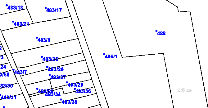 Parcela st. 486/1 v KÚ Josefov u Jaroměře, Katastrální mapa