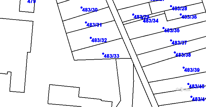 Parcela st. 483/33 v KÚ Josefov u Jaroměře, Katastrální mapa