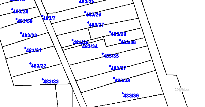 Parcela st. 483/35 v KÚ Josefov u Jaroměře, Katastrální mapa