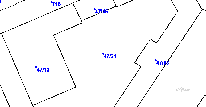 Parcela st. 47/21 v KÚ Josefov u Jaroměře, Katastrální mapa