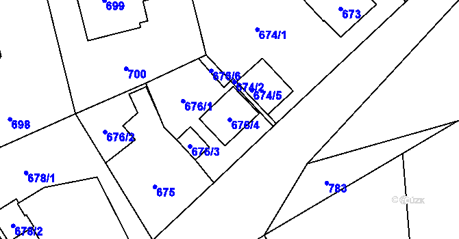 Parcela st. 676/4 v KÚ Josefov u Jaroměře, Katastrální mapa