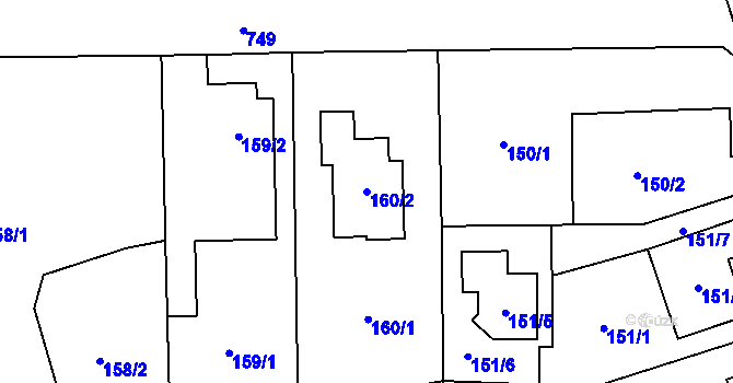 Parcela st. 160/2 v KÚ Josefov u Jaroměře, Katastrální mapa