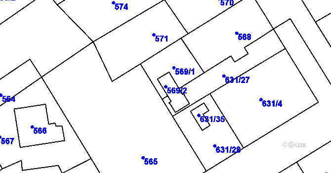 Parcela st. 569/2 v KÚ Josefov u Jaroměře, Katastrální mapa