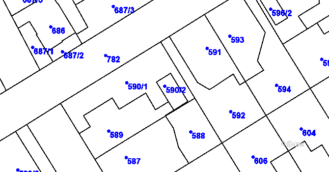 Parcela st. 590/2 v KÚ Josefov u Jaroměře, Katastrální mapa