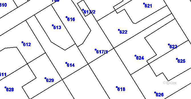 Parcela st. 617/1 v KÚ Josefov u Jaroměře, Katastrální mapa
