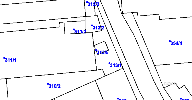 Parcela st. 313/5 v KÚ Josefov u Jaroměře, Katastrální mapa