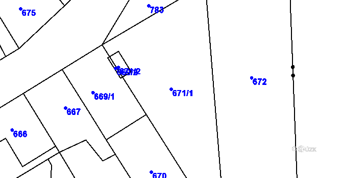 Parcela st. 671/1 v KÚ Josefov u Jaroměře, Katastrální mapa