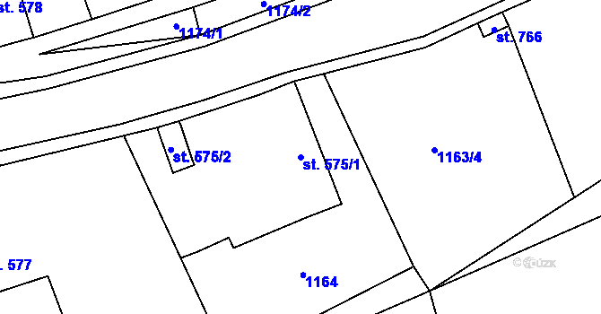 Parcela st. 575/1 v KÚ Jezbiny, Katastrální mapa