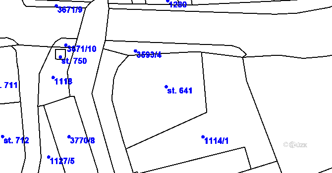 Parcela st. 641 v KÚ Jezbiny, Katastrální mapa