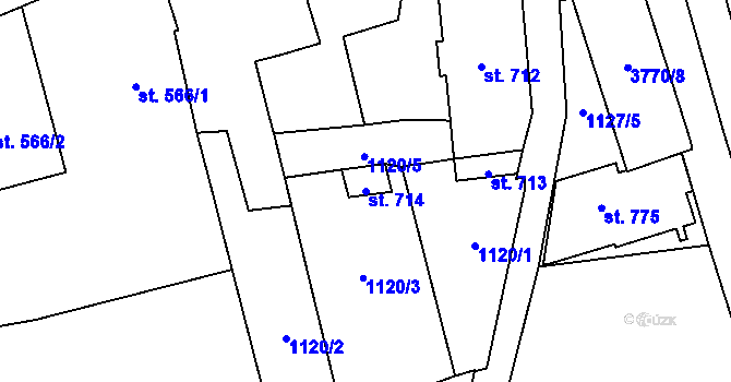 Parcela st. 714 v KÚ Jezbiny, Katastrální mapa