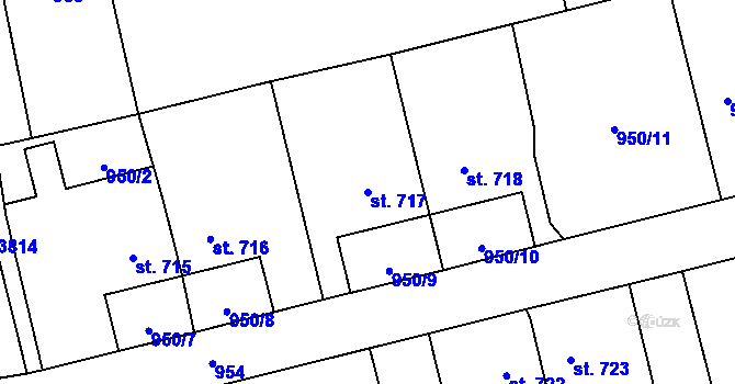Parcela st. 717 v KÚ Jezbiny, Katastrální mapa