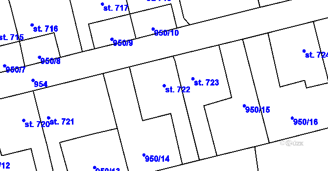 Parcela st. 722 v KÚ Jezbiny, Katastrální mapa