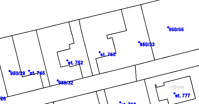Parcela st. 753 v KÚ Jezbiny, Katastrální mapa