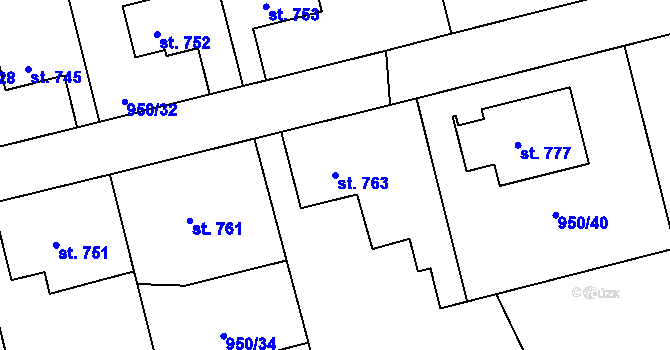 Parcela st. 763 v KÚ Jezbiny, Katastrální mapa