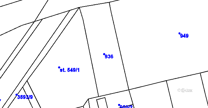 Parcela st. 936 v KÚ Jezbiny, Katastrální mapa