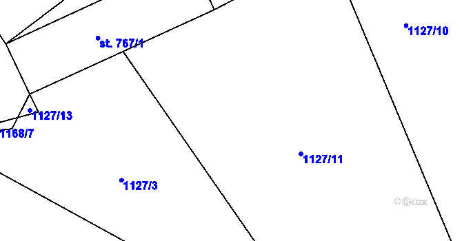 Parcela st. 1127/12 v KÚ Jezbiny, Katastrální mapa
