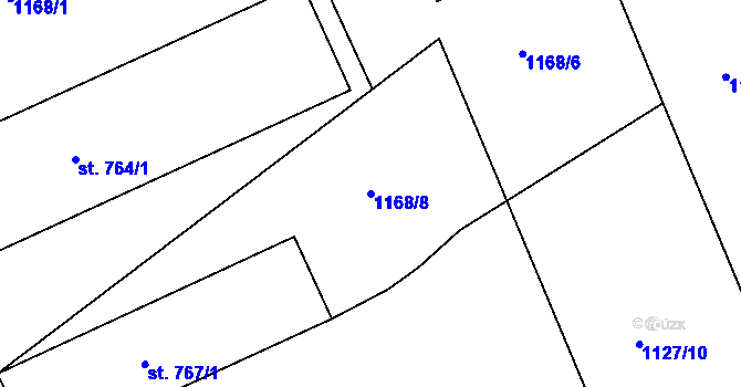 Parcela st. 1168/8 v KÚ Jezbiny, Katastrální mapa