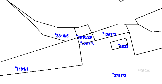 Parcela st. 1257/6 v KÚ Jezbiny, Katastrální mapa