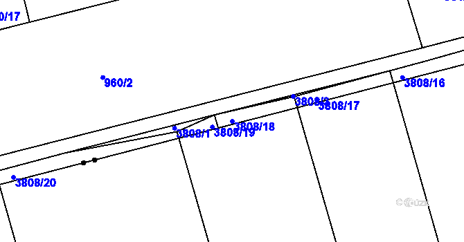 Parcela st. 3808/18 v KÚ Jezbiny, Katastrální mapa