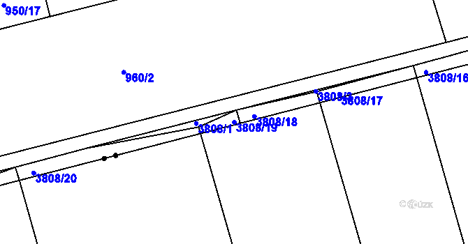 Parcela st. 3808/19 v KÚ Jezbiny, Katastrální mapa